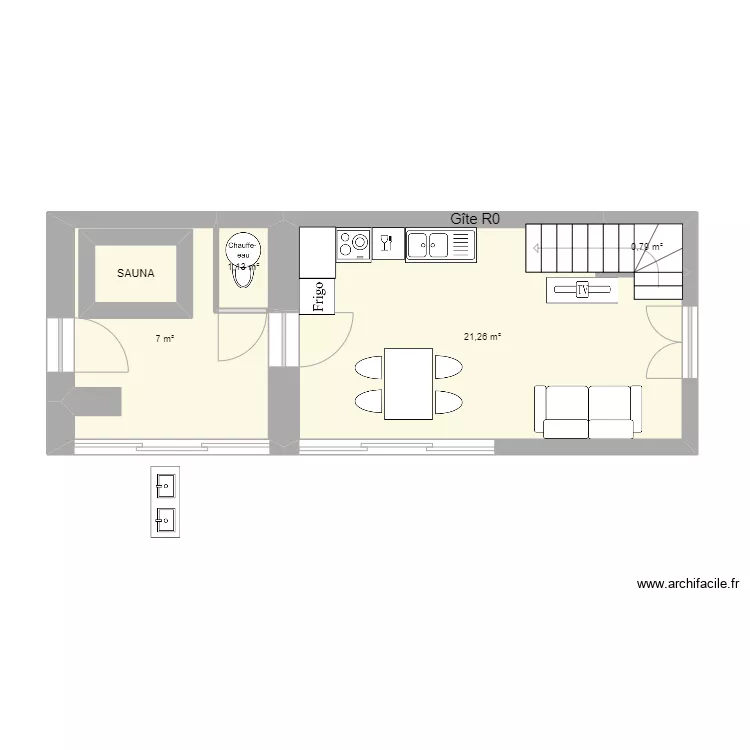Gite R0 + sauna. Plan de Gite R0 + sauna. Plan de