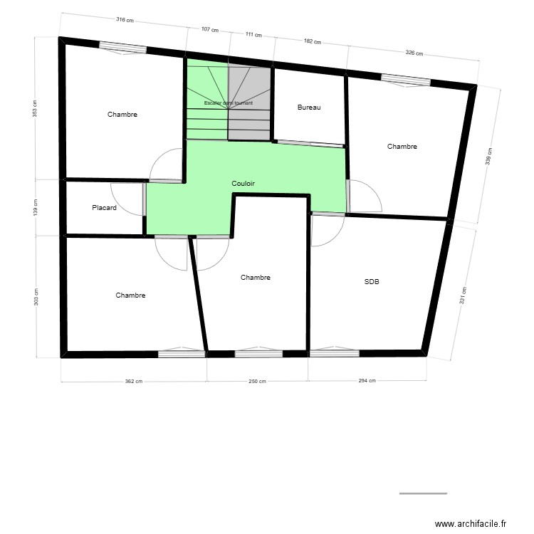 1er. Plan de 10 pièces et 64 m2