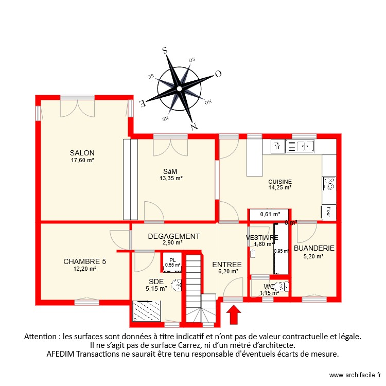 BI 7935 RDC PASCAL. Plan de 13 pièces et 84 m2