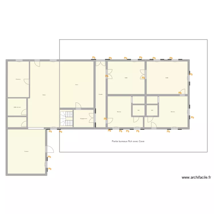 Croquis MANGEMATIN partie bureaux et cave. Plan de 