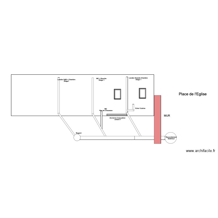 Evacuations Façade Nord. Plan de 0 pièce et 0 m2