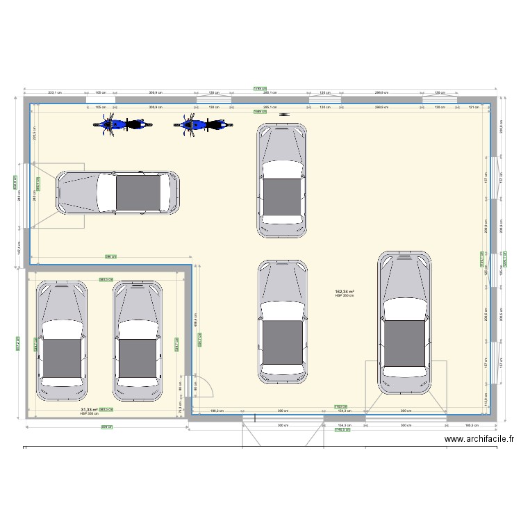 GARAGE. Plan de 2 pièces et 194 m2