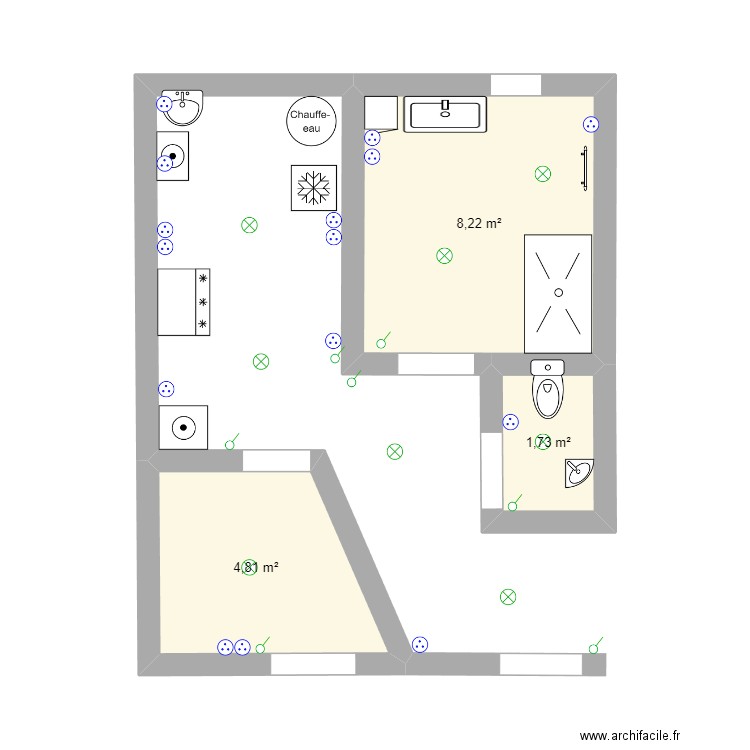 bas essai3. Plan de 3 pièces et 15 m2
