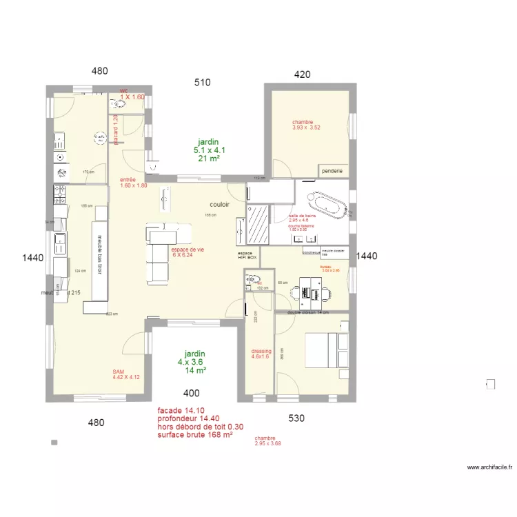 maison en H . Plan de maison en H . Plan de
