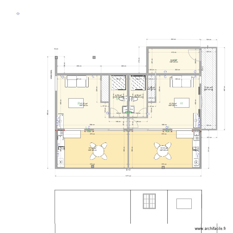 la Balinaise (10.12.22) - Janvier. Plan de 22 pièces et 233 m2