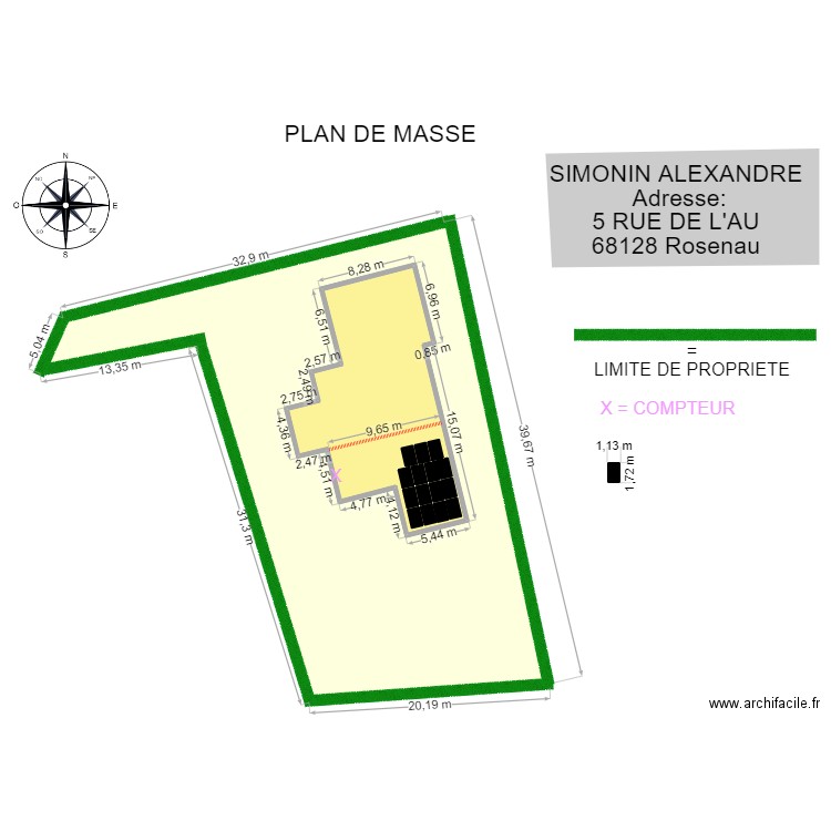 PLAN DE MASSE SIMONIN ALEXANDRE. Plan de 1 pièce et 186 m2