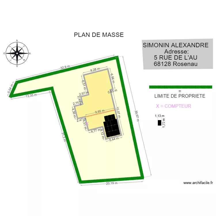 PLAN DE MASSE SIMONIN ALEXANDRE. Plan de PLAN DE MASSE SIMONIN ALEXANDRE. Plan de