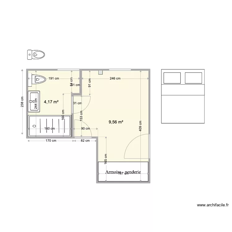 SDB 2 Maison Sebourg. Plan de 