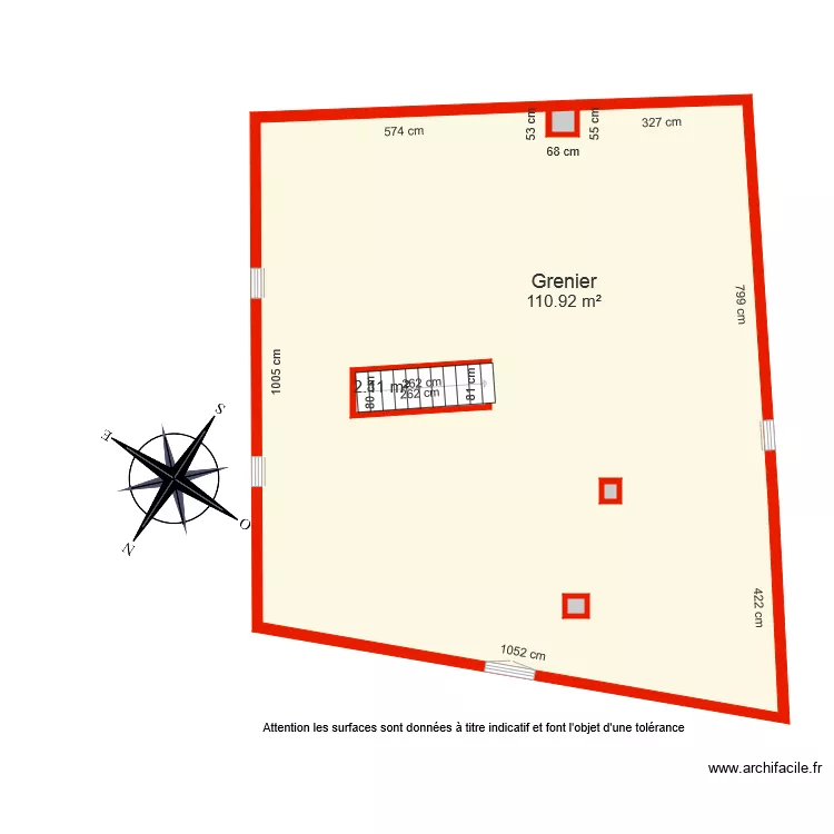 BI 4751 Grenier c&ocirc;t&eacute;. Plan de 