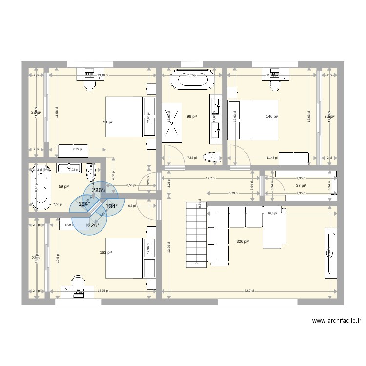 plan 2ieme numero 2. Plan de 10 pièces et 101 m2