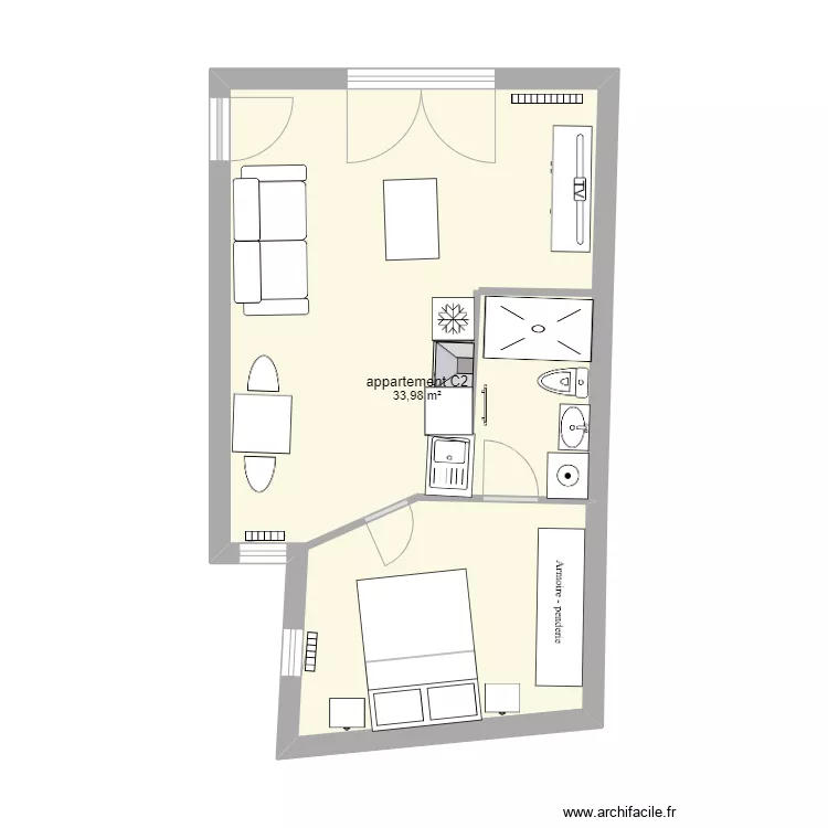 appartement C2 propo1. Plan de 