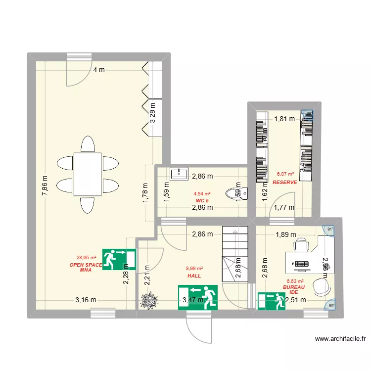 JELIOTTE R-1 Issues de secours. Plan de 5  et 55 m²
