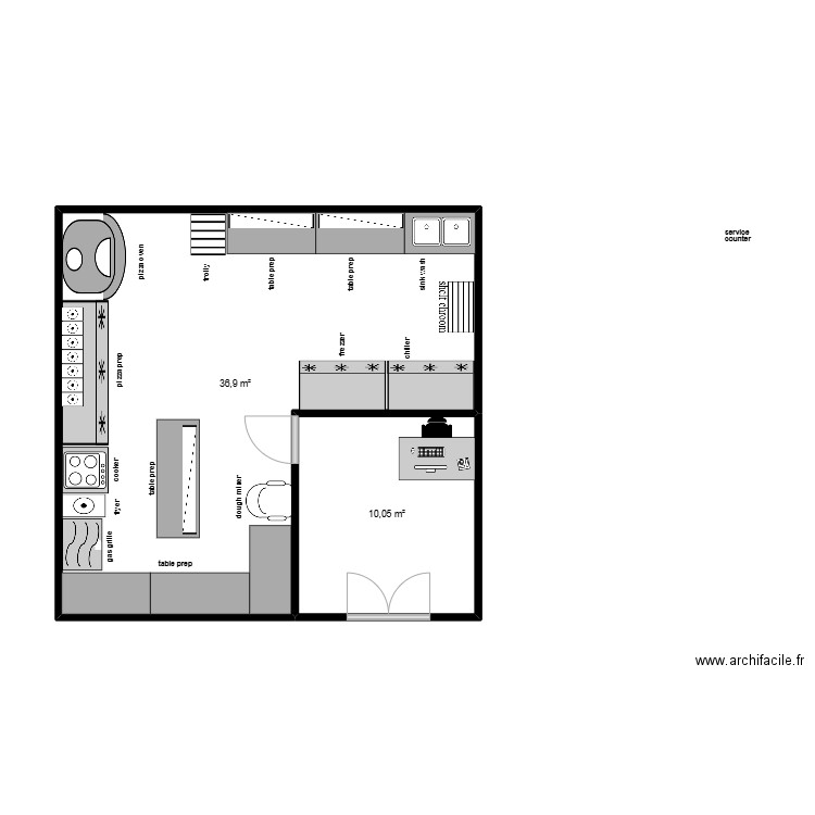pizza shop nizwa 3. Plan de 2 pièces et 47 m2