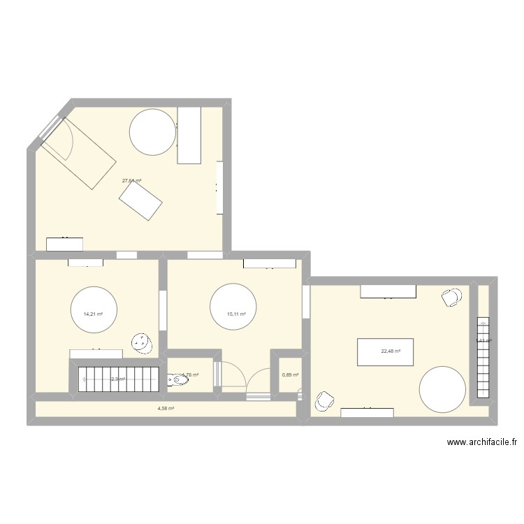 Antiquités Berguoises. Plan de 9 pièces et 90 m2