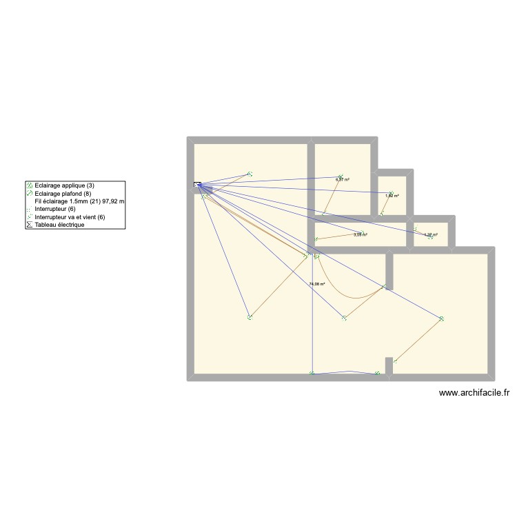 lumi&egrave;re. Plan de 0 pièce et 0 m2