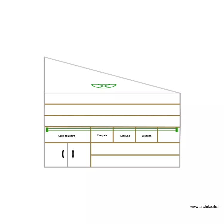 Mur cot&eacute; bureau. Plan de 8  et 6 m²