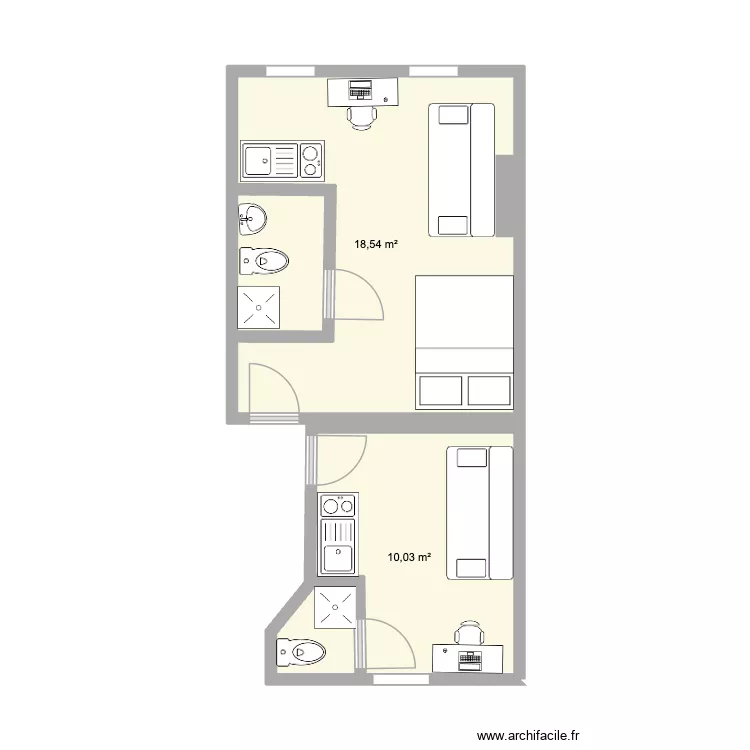 option 3. Plan de 2  et 29 m²