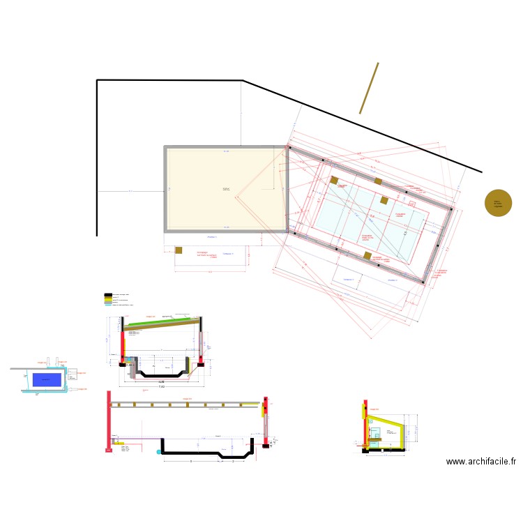 piscine béton mur brique  2025 v50. Plan de 1 pièce et 84 m2