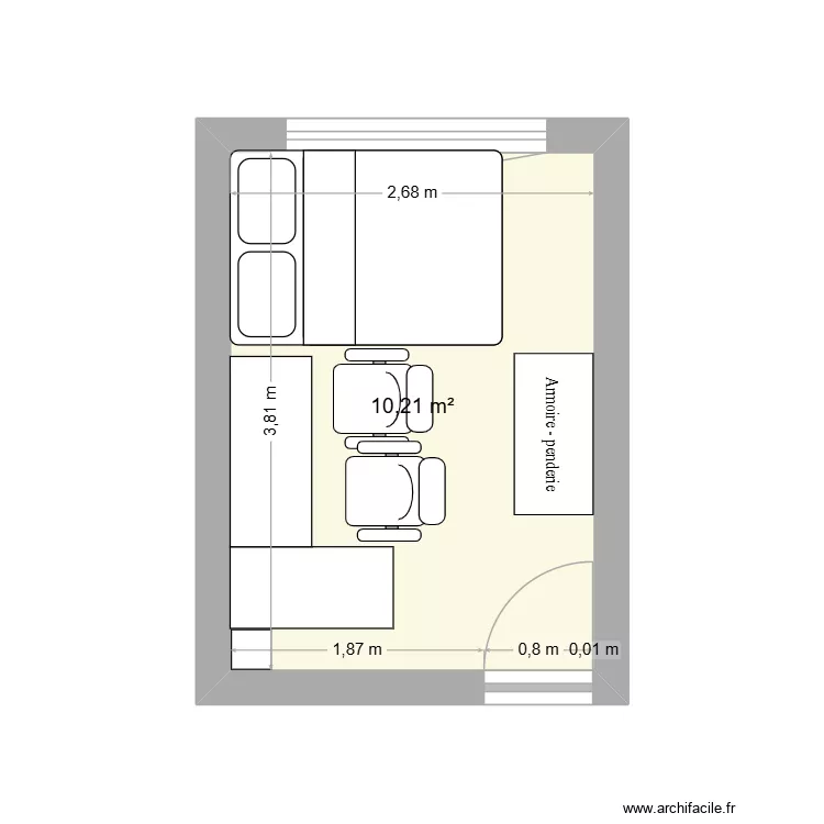 Chambre Lucas. Plan de 1 Pièce et 10 m²