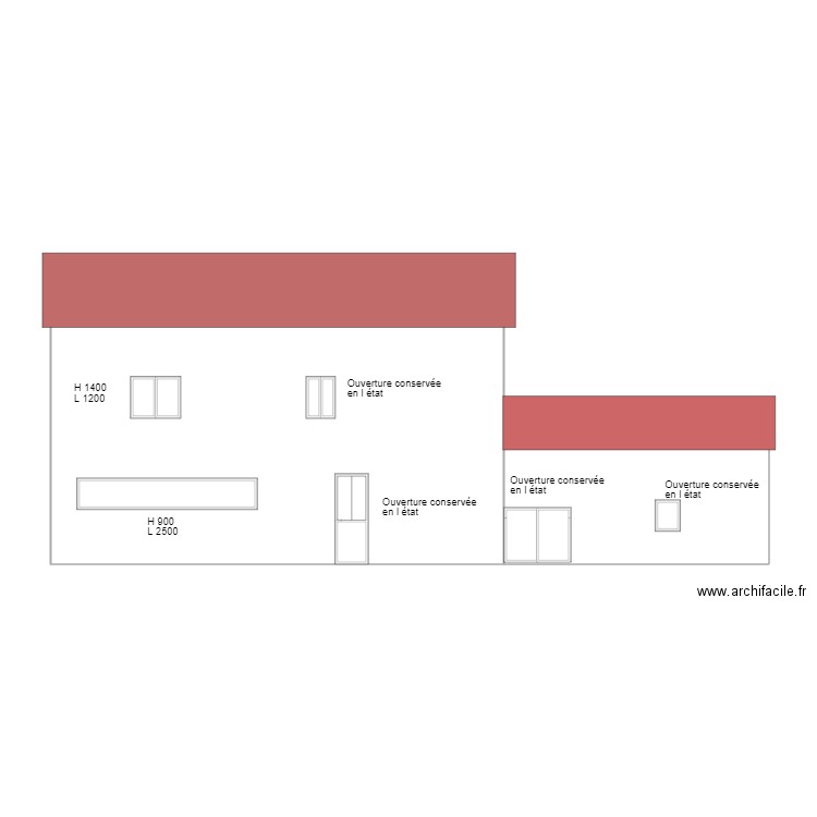 Façade Est Projet Ouvertures . Plan de 0 pièce et 0 m2