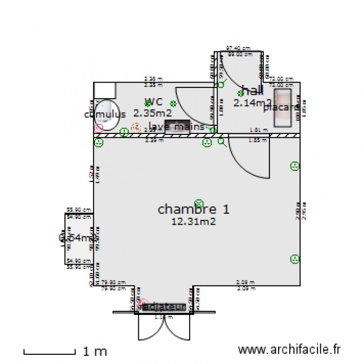 chambre 1 / wc. Plan de 0 pièce et 0 m2