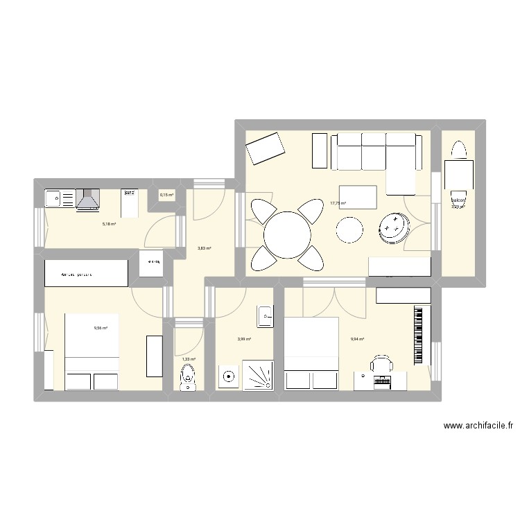 nouvel appart aménagement 3. Plan de 0 pièce et 0 m2