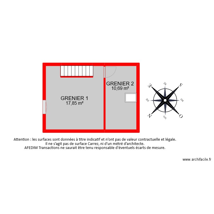 BI9203 ETAGE 2. Plan de 3 pièces et 30 m2