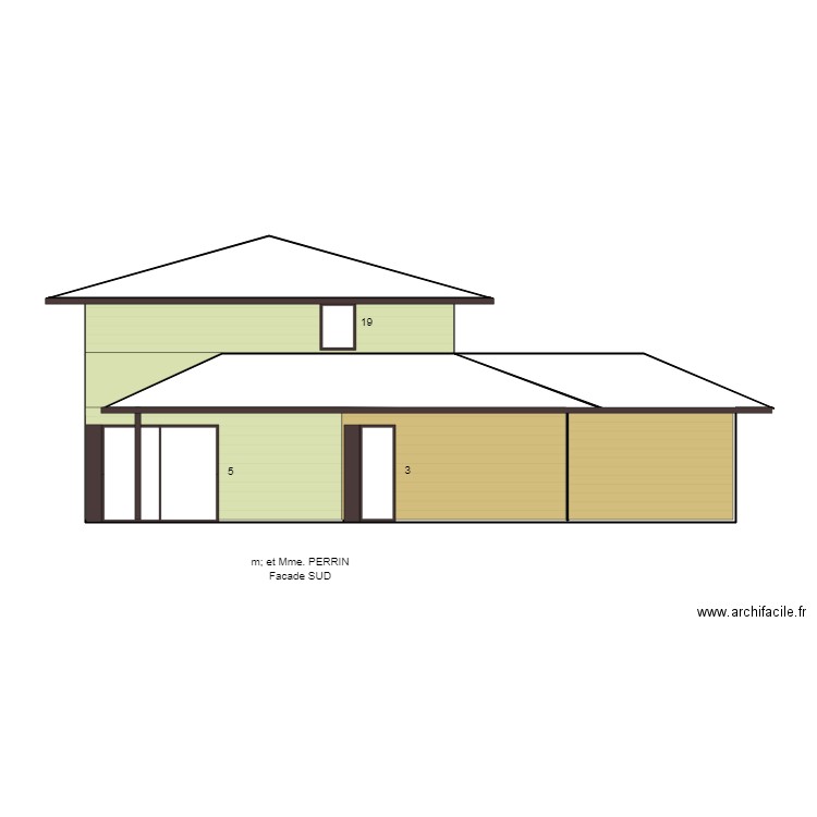 perrin facade sud. Plan de 0 pièce et 0 m2