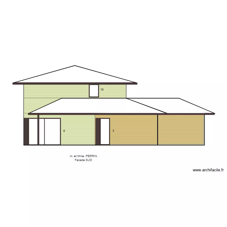 perrin facade sud. Plan de 
