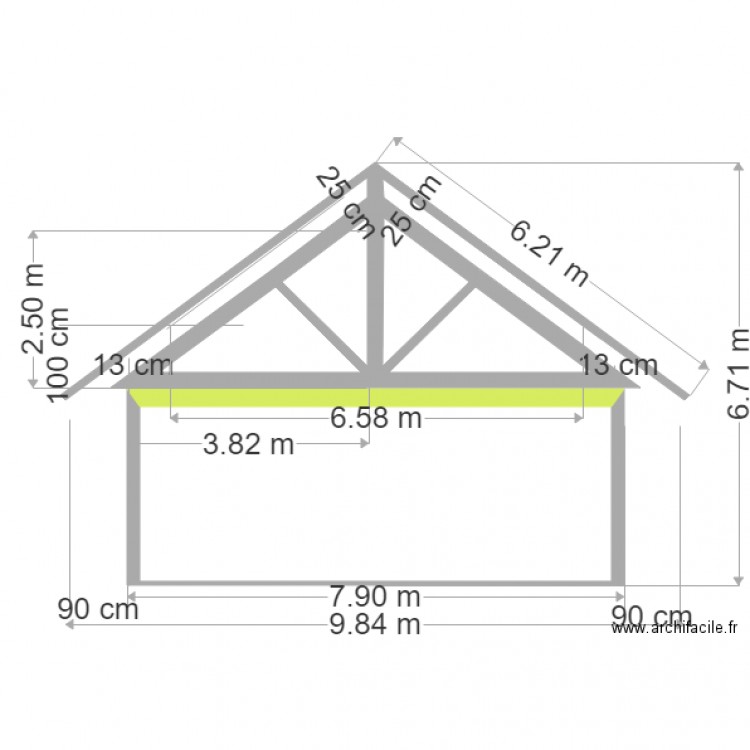 vue pignon petit jean. Plan de 0 pièce et 0 m2