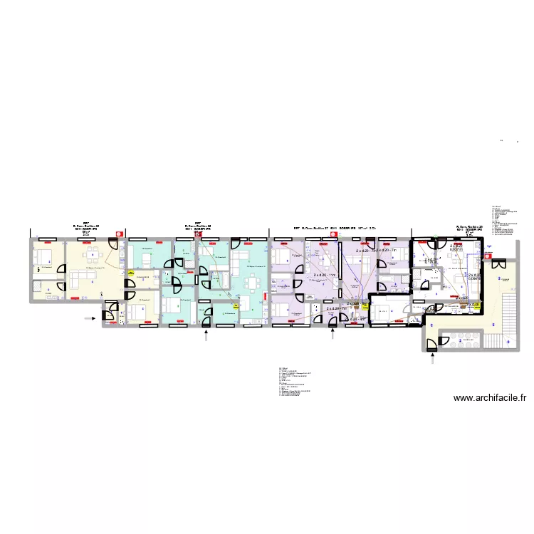 Aile A - TECHNIQUES. Plan de 68 Pièces et 801 m²