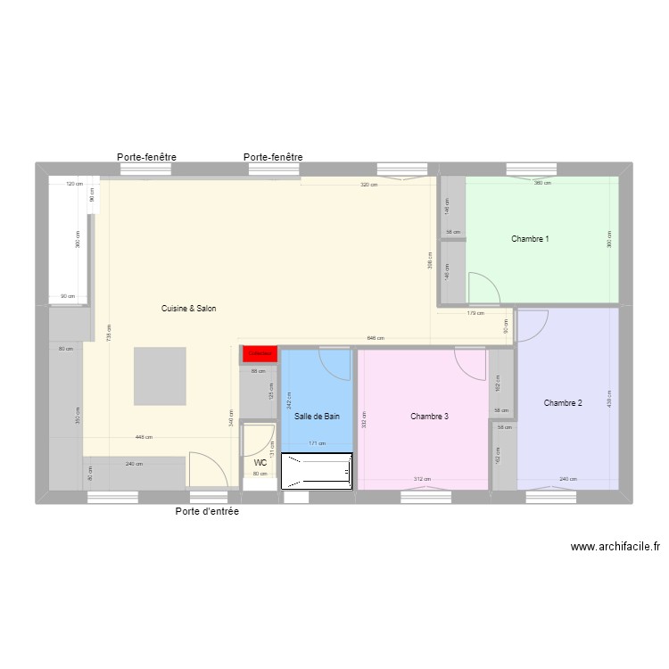 GANAUDIERES RDC Caleosol. Plan de 6 pièces et 96 m2