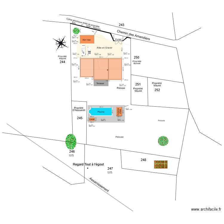 Plan de masse avec légende. Plan de 0 pièce et 0 m2