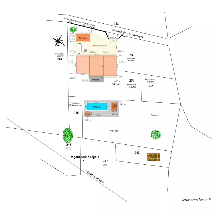 Plan de masse avec l&eacute;gende. Plan de 