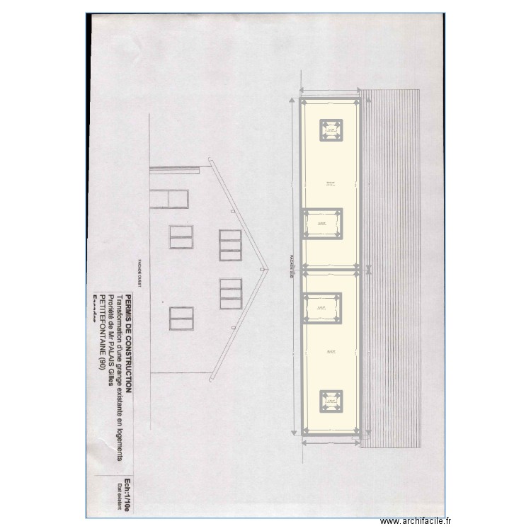 FACADE DERIERE. Plan de 6 pièces et 134 m2