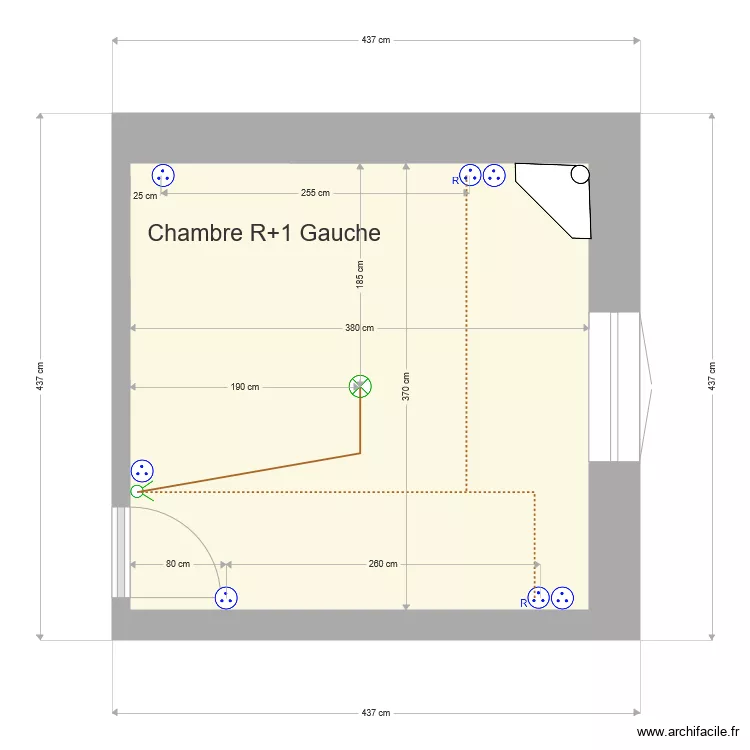 Chambre R1 Gauche. Plan de 