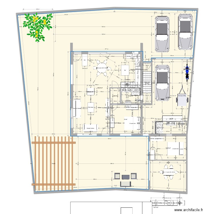  RDC INITIAL. Plan de 17 pièces et 498 m2