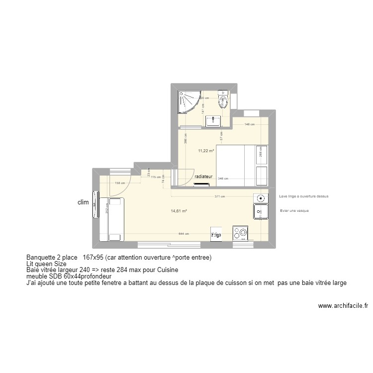 Studio 3009 v2. Plan de 2 pièces et 26 m2