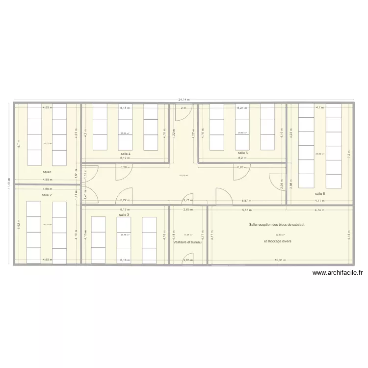 salles champignons. Plan de 