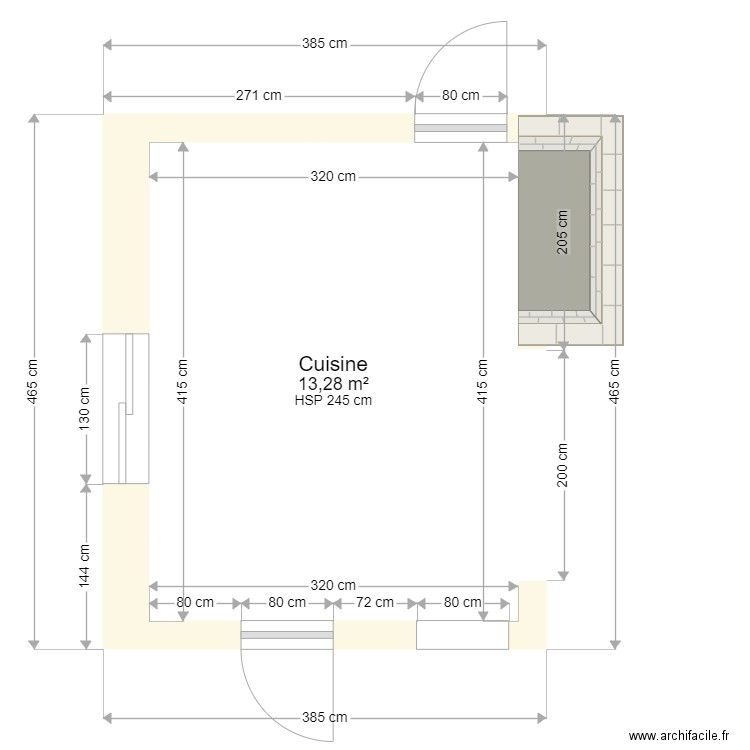 Cuisine Mayac. Plan de 1 pièce et 13 m2