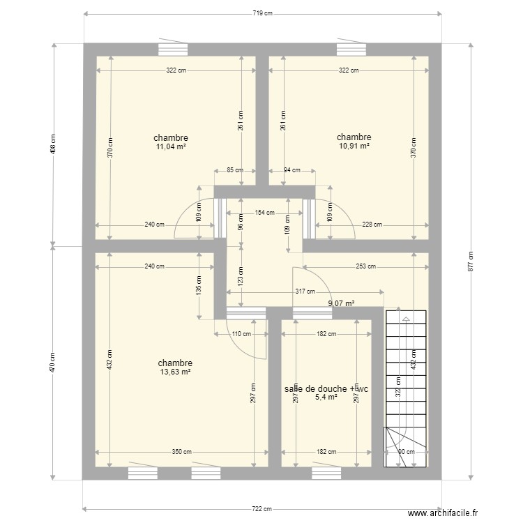 Plan maison promo ET1. Plan de 5 pièces et 50 m2