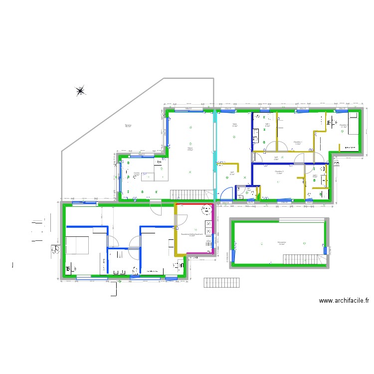 Vaunaveys Plan Projet Garage 2. Plan de 10 pièces et 171 m2