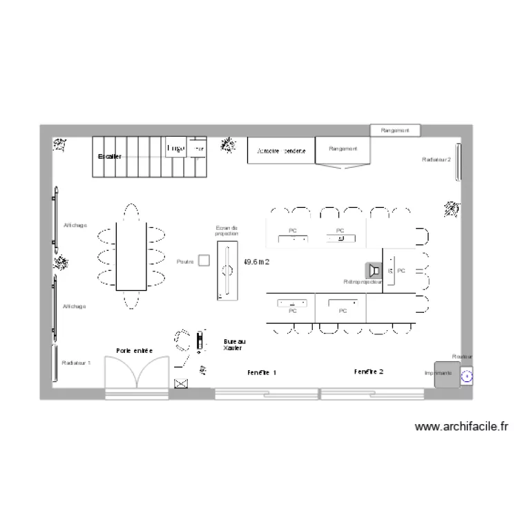 Am&eacute;nagement salle multim&eacute;dia. Plan de 