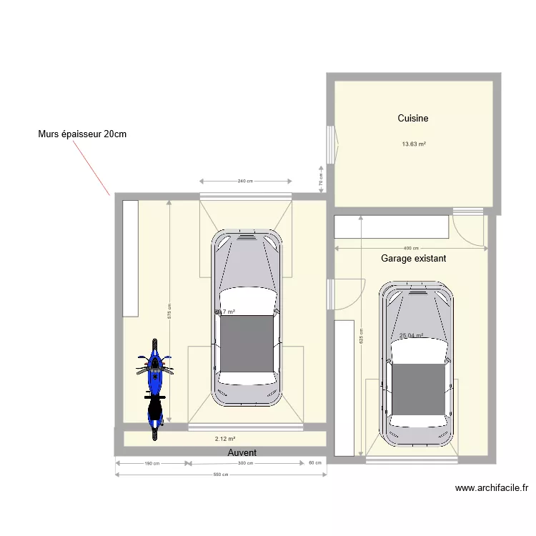 Extension cot&eacute; maison plan b. Plan de 