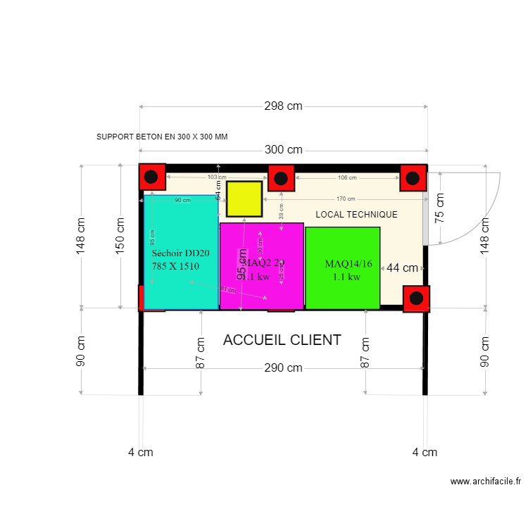 SCHEMA IMPLANTATION KIOSQUE 162020. Plan de 1 pièce et 4 m2