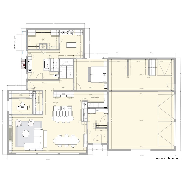 Rez-de-chaussée 3. Plan de 10 pièces et 238 m2