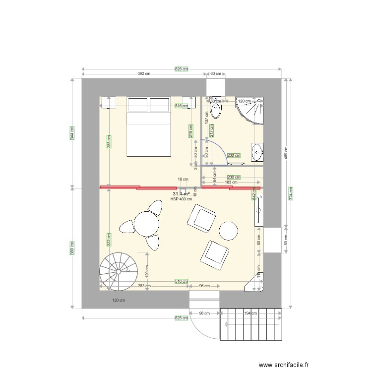 ETAGE avec fenêtre SDB. Plan de 0 pièce et 0 m2