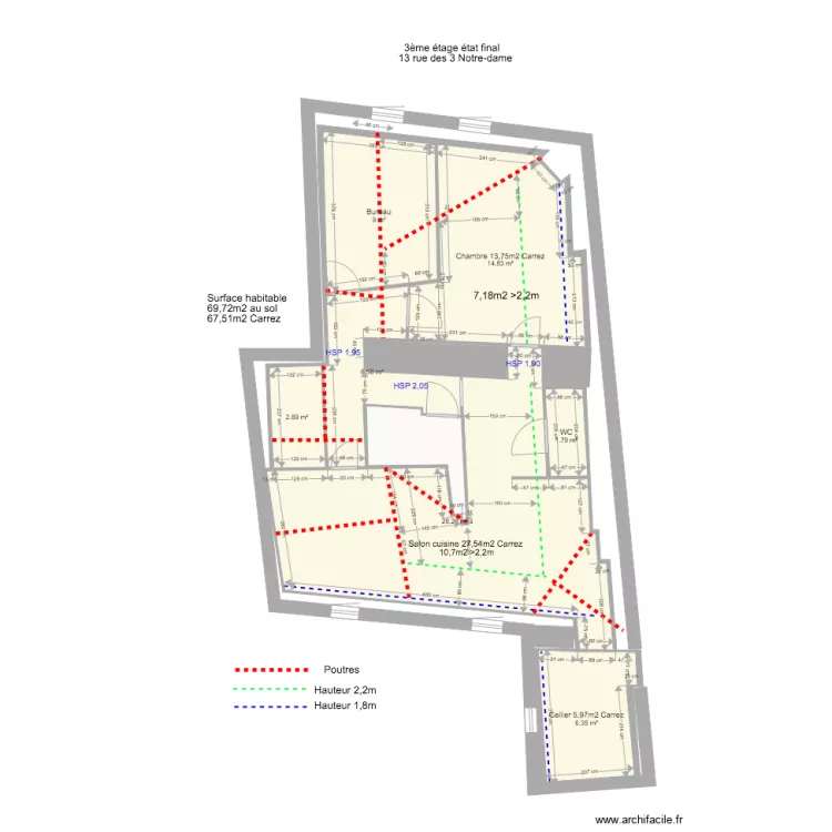 3ème étage version avec palier. Plan de 3ème étage version avec palier. Plan de