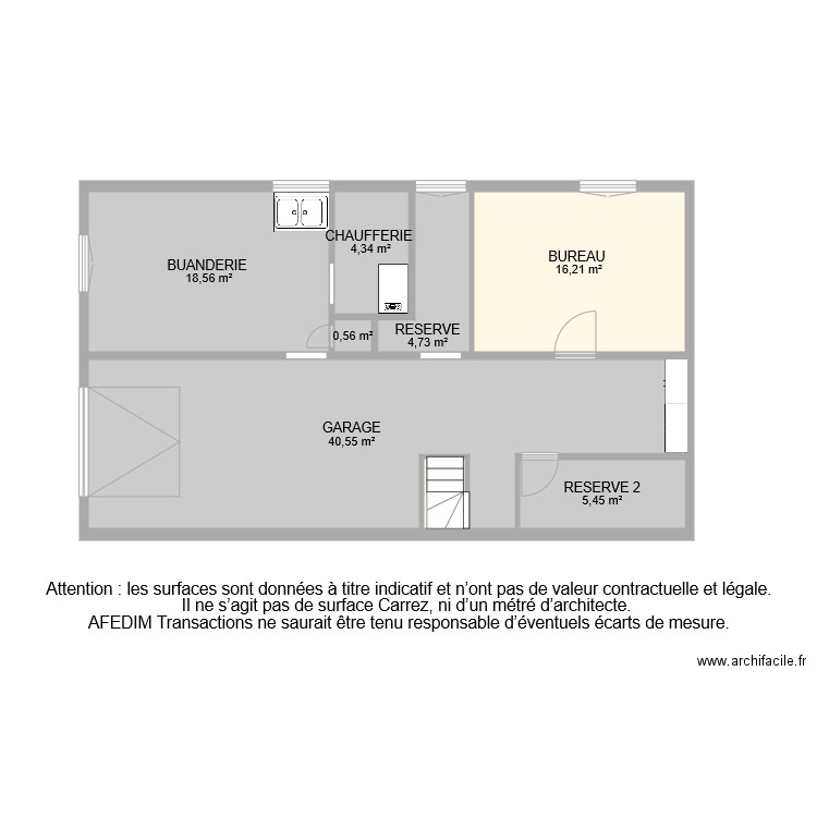 BI8423 SOUS SOL EF. Plan de 8 pièces et 92 m2