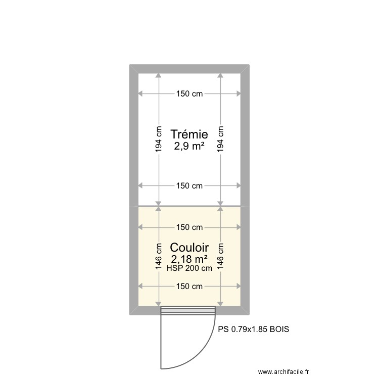 Athelya. Plan de 2 pièces et 5 m2